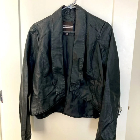 DCASUAL Sz XL Fabric & Vegan Leather Bodice  Open Jacket - Picture 1 of 6